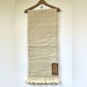 🎁Texteis Penedo Throw Blanket - Cotton - Taupe with Oatmeal Reverse